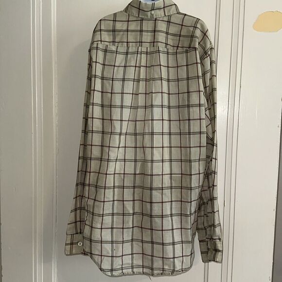 Vtg  60s/70s Towncraft Tan Plaid Polyester/Cotton Button Down Long Sleeve Shirt - Picture 6 of 8